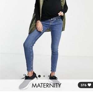 Topshop Maternity Jamie overbump mid blue jeans